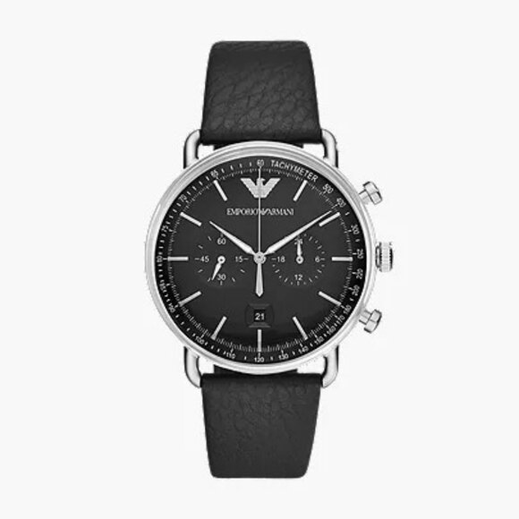 Emporio Armani Men's Chronograph Black Leather Watch - AR11143 - Picture 1 of 3